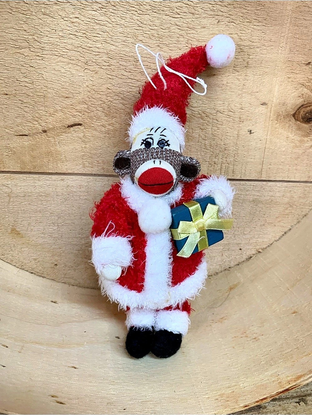Santa Sock Monkey Christmas Ornament